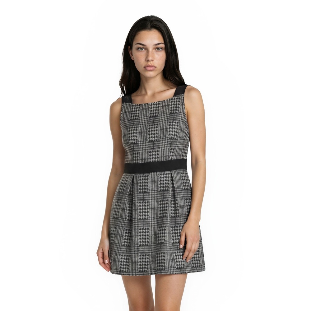 Jessica Simpson Dress Women's Size 12 Black White Houndstooth Fit & Flare Party